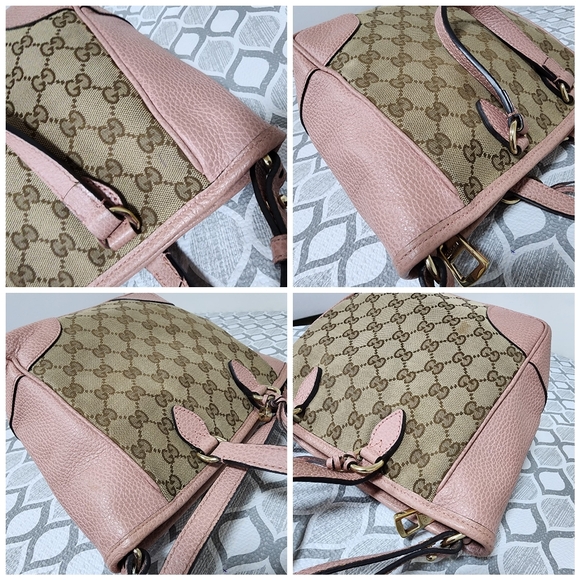 Gucci Small GG Canvas Bree satchel Bag Beige/Pink - Picture 12 of 14
